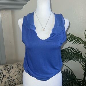 NWOT Banana Republic French Style Ruffle Edge Sleeveless Blouse Size XS